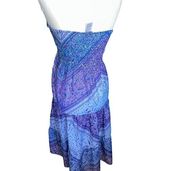 Y2k midi blue sequin paisley dress - Picture 3 of 4